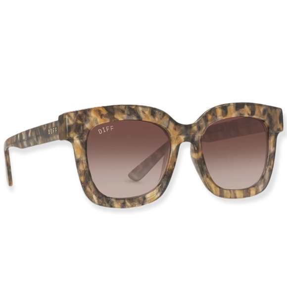 DIFF Makay Sunglasses Sea Tortoise Frames Brown Gradient Lenses Square Oversized - Picture 4 of 10